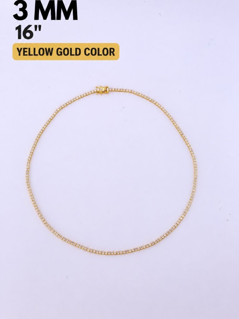 LEKANI 3mm Moissanite Tennis Necklace S925 Gold 16 in